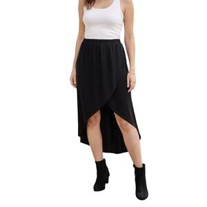 IZ Byer Black Gathered Waist Stretch Pull-On Tulip High-Low Skirt NWT,  Small